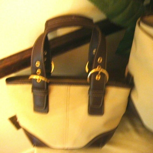 NWOT Simply Go NYLON Tote Shoulder Bag, Purse, Make Up Bag Brown/Tan - Picture 4 of 11